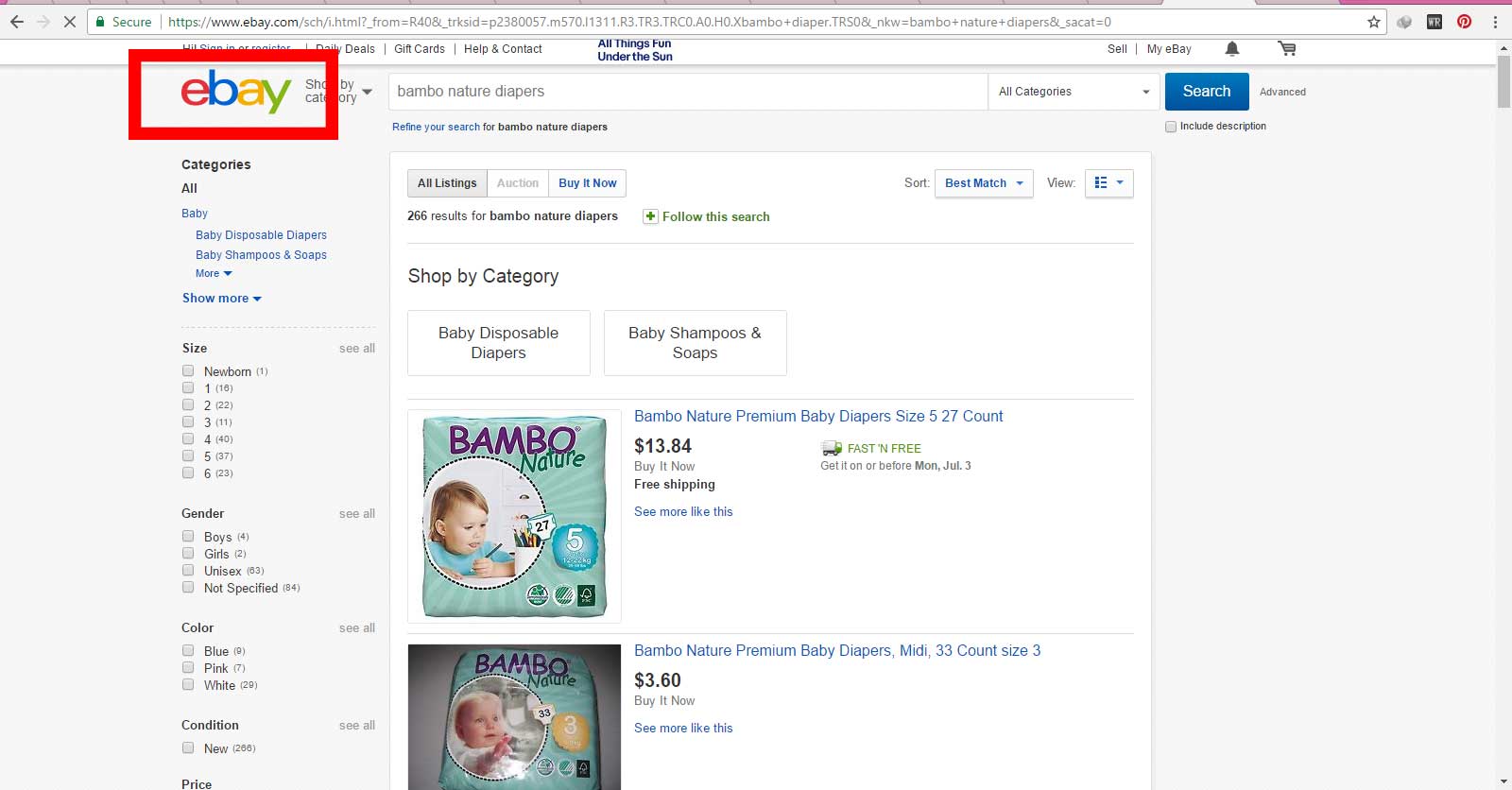 فروش پوشک بچه بامبو ساخت کشور دانمارک در سایت اینترنتی ایبی